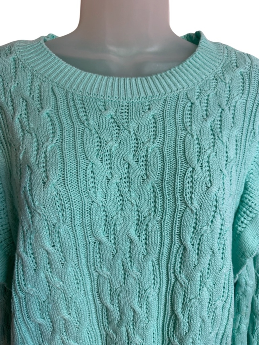 NWT Mint Cable Knit Ruffle-Shoulder Spring Sweater   XLARGE     #10 - Picture 2 of 11